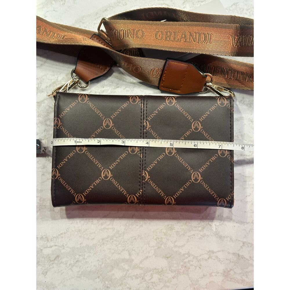 NWT Valentino Orlandi Brown Logo Crossbody Wallet Clutch Removable Strap $159 - Picture 4 of 6